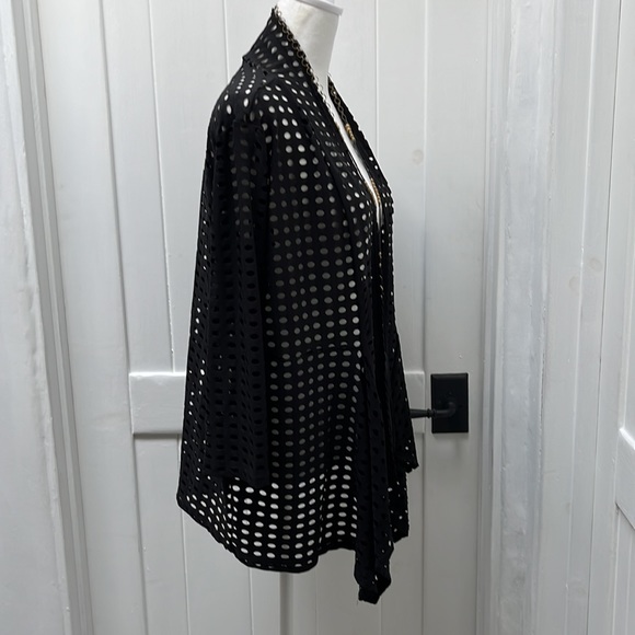 Clara Sun Woo Perforated Waterfall Open Front Cardigan - Picture 2 of 6